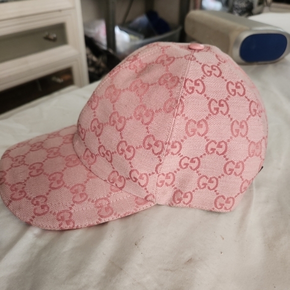 Gucci GG Supreme Monogram Canvas Cotton Baseball Cap, Pink Size Large - Picture 6 of 13